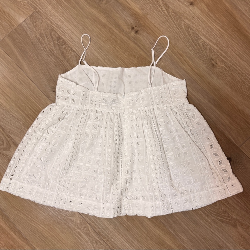 J Crew White Eyelet Women’s Babydoll Camisole Top Small, Cottagecore Beach Boho - Picture 2 of 9
